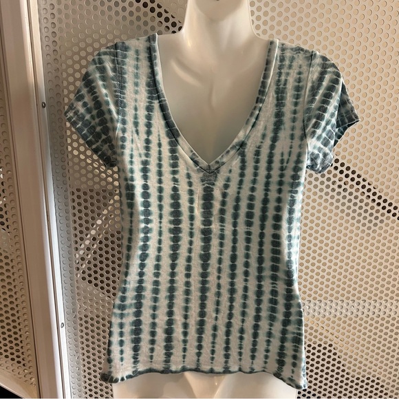 Chaser Vintage Ribbed Tie Dye Short sleeve Tee Shirt Size Small Green/White - Picture 2 of 7